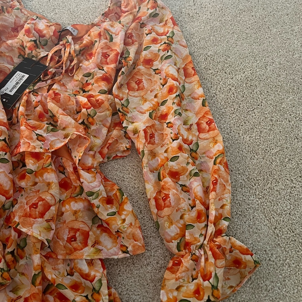 Orange Floral Ruffle Mini - Picture 3 of 4